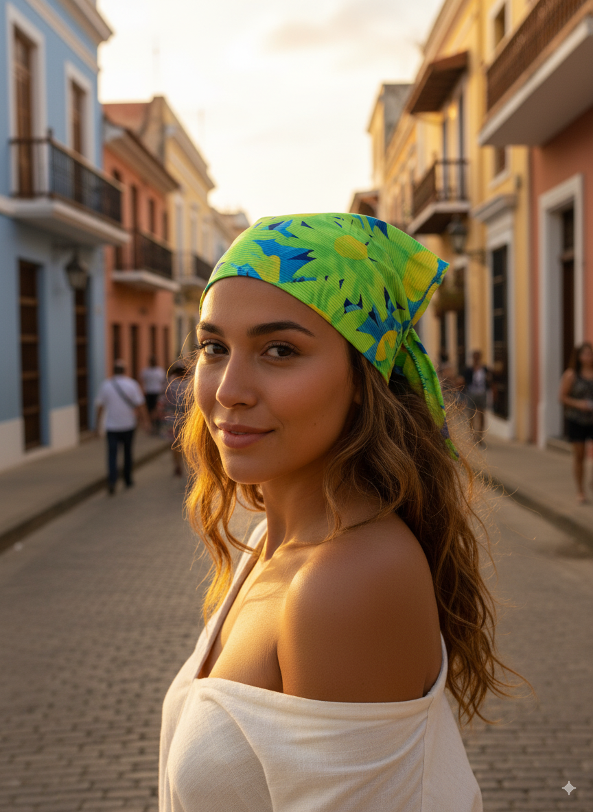 Pañoleta Margarita Verde y Azul